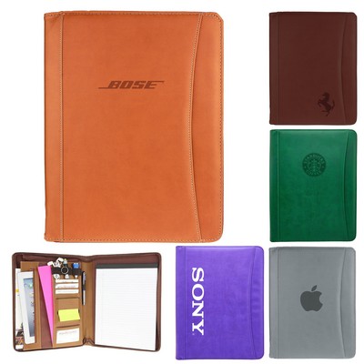 8.5" x 11" Zippered Marin PU Leather Portfolio