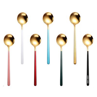 7.67" Dual Color Golden Spoon With Round Head