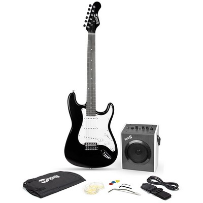 RockJam Full-Size Electric Guitar Kit, Black