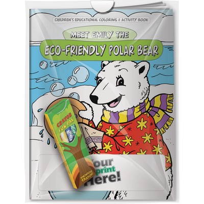 Combo Pack - "Eco-Friendly Polar Bear" Coloring Book & 4-Pack of Crayon (Imprinted) in a Poly Bag