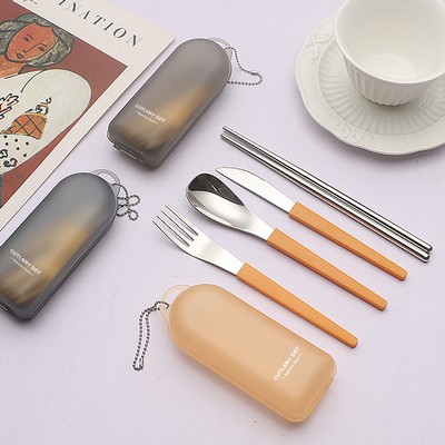 Portable Folding 304 Stainless Steel Spoon Knife Fork Chopsticks Tableware Set