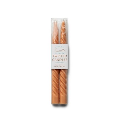 Twisted Taper 10" Tall Terracotta Boxed Candles, 2 Per Pack