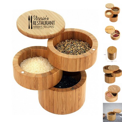 Bamboo Sugar Box with Mini Spoon and Magnetic Swivel Lid