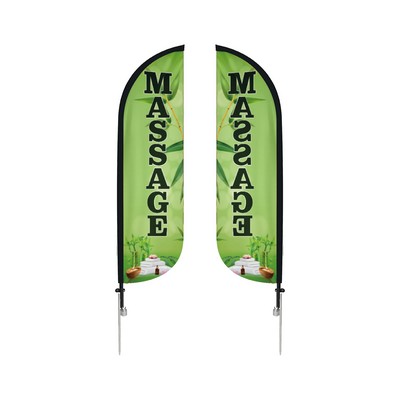 Large 15' Custom Feather Flag Knit Double Sided W/ Spike Base