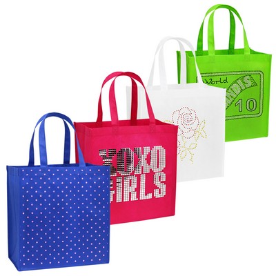 Custom 80g Non-Woven PP Tote Bag w/Metallic Gliter Decoration (14"x15"x8")
