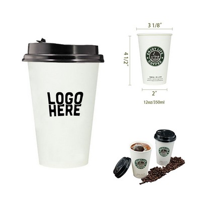 12oz Disposable Paper Coffee Cups With Lids