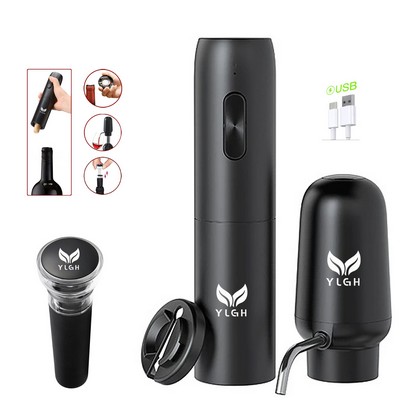 Elegant Electric Wine Opener With Cork Decanter