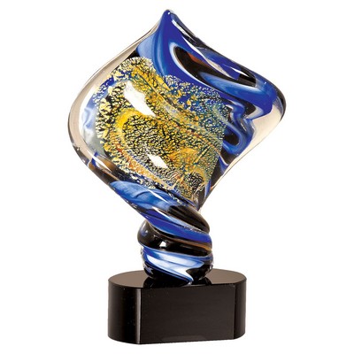 11 1/2" Diamond Twist Art Glass on Black Base