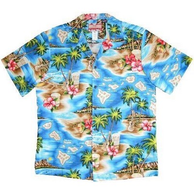 Hawaiian Shirt (DEEP INVENTORY)- 100% Cotton Poplin Tropical Print w/ Coconut Buttons (S-4XL)