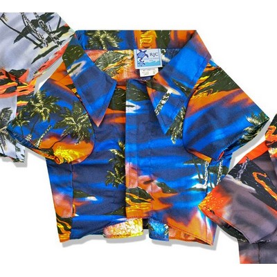 Dog Hawaiian Tropical Print Royal Cotton Shirt