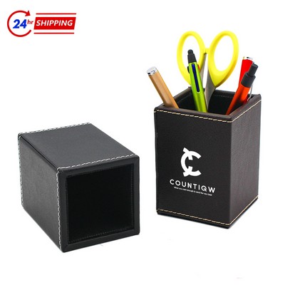 Business PU Square Pen Holder