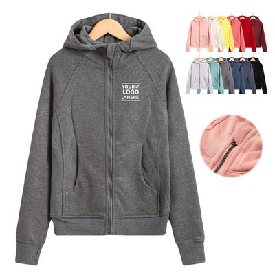 Women's Fleece Lined Hooded Sweatshirt Casual Thick Jacket