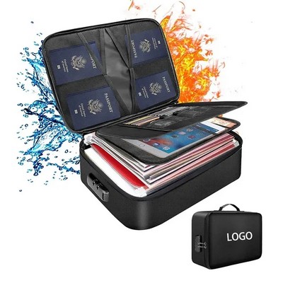 Fireproof Waterproof 3-Layer Document File Bag with Lock