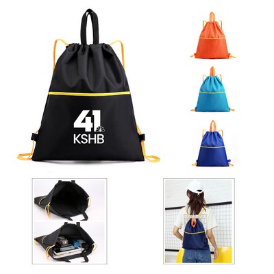 Drawstring Backpack with Front Pocket