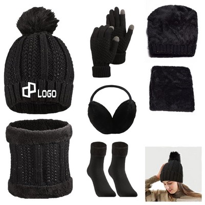 5 Pieces Women Winter Beanie Set