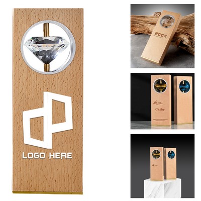 Diamond Eye Crystal And Wood Tropy