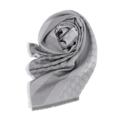 Gucci Gg Jacquard Silk Wool Shawl