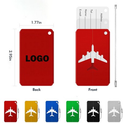 3" Custom Aluminium Alloy Luggage Tag w/Privacy Name Card & Steel Loop