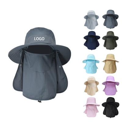 Adult Unisex Cotton Bucket Hat w/Neck Flap