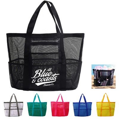 Large Capacity Mesh Bag with Splash-proof Zippered Pocket