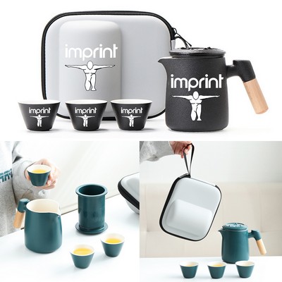 Portable Travel Ceramic Tea Pot Set