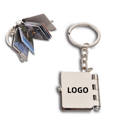 Customizable Mini Photo Album Keychain Stainless Steel