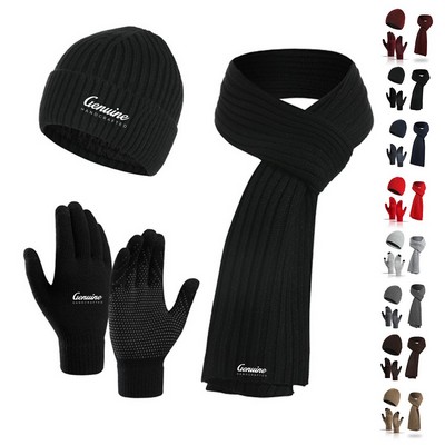 Winter Beanie Scarf Gloves Set