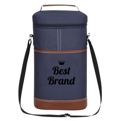 Portable 2-Bottle Wine Cooler Tote With adjustable shoulder strap