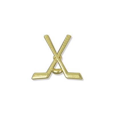 Gold Crossed Hockey Sticks Chenille Pin