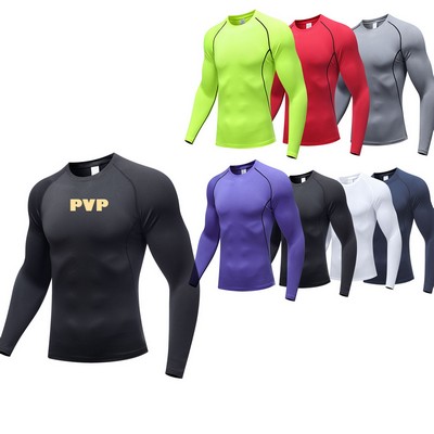 Men's Long Sleeve Compression Gym Workout Tees