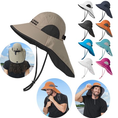 Beach Fishing Wide Brim Sun Protection Hat with Neck Flap