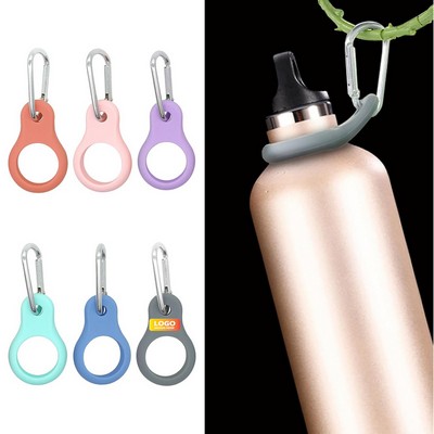 Silicone Water Bottle Carrier with Metal Keychain Clip Ring