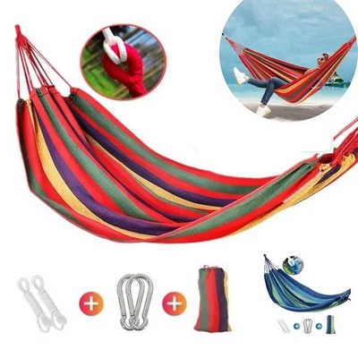 Heavy-Duty Canvas Double Hammock for Outdoor Relaxation