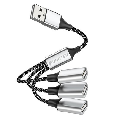 3" 1 USB Splitter w/0.5 m Cable, Portable USB Hub for Charging, Data Transfer, Laptop