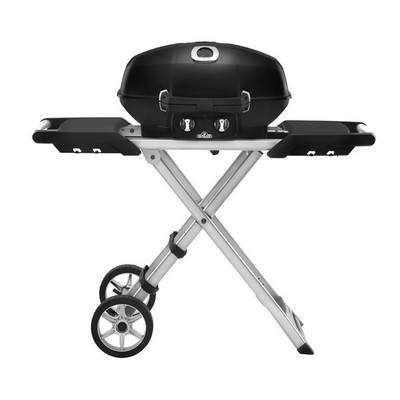 TravelQ™ PRO285X Portable Propane Gas Grill with Scissor Cart, Black