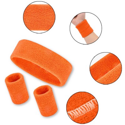 Three Piece Athletic Headband And Wristband Set