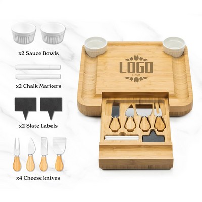 Bamboo Cheese Board With Knife Set