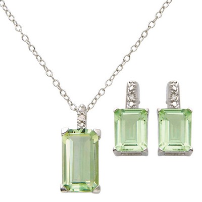 Jilco Inc Green Amethyst Earring And Necklace Set