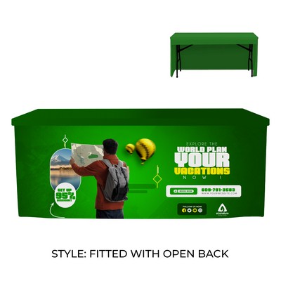8' RPET Table Cover FITTED w/ OPEN BACK