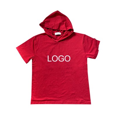 Short Sleeve Tee With Hood(65 Polyester/35 Cotton )