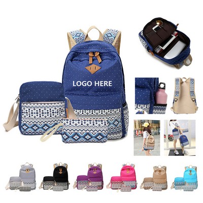Unisex Canvas Backpack Set