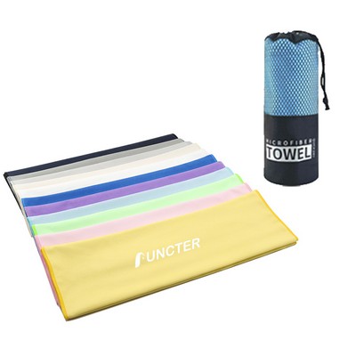 Dry Fit Mini Swim Towel In 17 x 13" With Individual Drawstring Bag