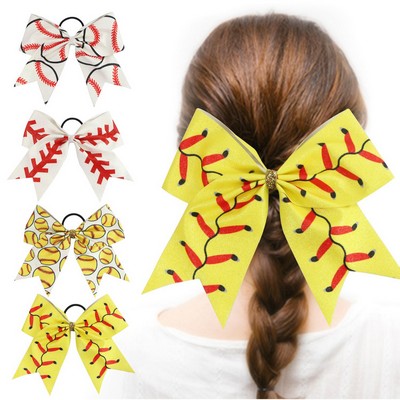 Cheer Hair Bows Ponytail Holder Elastic Band