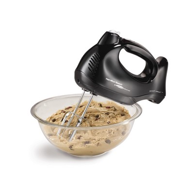 Hamilton Beach 6 Speed Hand Mixer w/Snap-On Case, 3 Attachments, Quickburst - Black