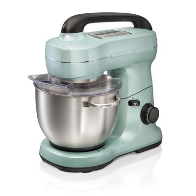 Hamilton Beach Stand Mixer w/4 Quart Stainless Steel Bowl, 7 Speeds, 300 Watt Motor - Aqua