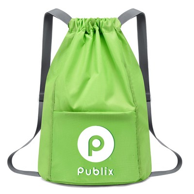 420D Waterproof Drawstring Bag with Heat Transfer Print