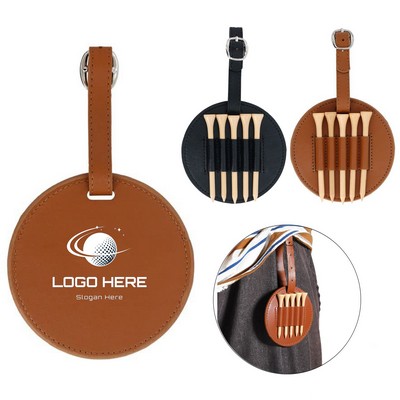 Round Leather Golf Tee Holder