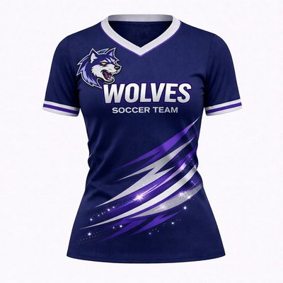 Women's Short Sleeve Sublimated Soccer Jersey Breathable Mesh 160G