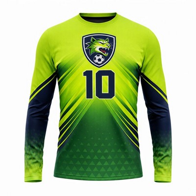Unisex Long Sleeve Soccer Jersey Sublimated Interlock 150GSM