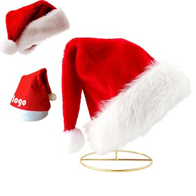 Christmas Plush Santa Claus Hat with Pom-Pom for Kids and Adults